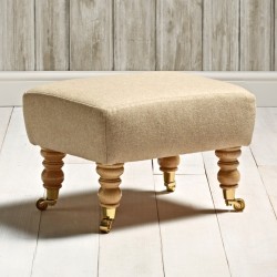 Arden Plain Top Footstool 33 x 23cm (13 x 9") Wool Plain Honey - 17.8cm (7") Castor Leg Natural