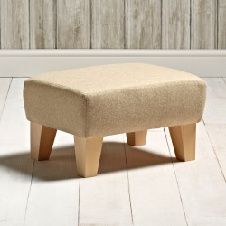 Arden Plain Top Footstool 33 x 23cm (13 x 9") Wool Plain Honey - 12.7cm (5") Tapered Leg - Natural