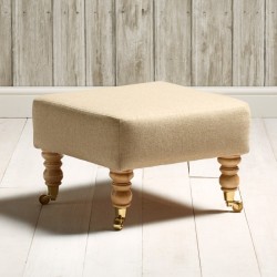 Arden Plain Top Footstool 46 x 46cm (18 x 18") Wool Plain Honey - 17.8cm (7") Castor Leg Natural