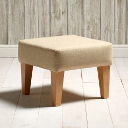 Arden Plain Top Footstool 46 x 46cm (18 x 18") Wool Plain Honey - 22.9cm (9") Tapered Leg Natural