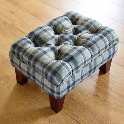 Glenmore Deep Buttoned Footstool with Border 46 x 33cm (18 x 13") in Customers Own Material - 5ins Tapered Legs Mahogany Glenmore Deep Buttoned Footstool with Border 46 x 33cm (18 x 13") in Customers Own Material - 5ins Tapered Legs Mahogany