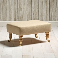 Arden Plain Top Footstool 61 x 41cm (24 x 16") Wool Plain Honey - 7ins Castor Leg Natural
