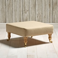 Arden Plain Top Footstool 61 x 61cm (24 x 24") Wool Plain Honey - 7ins Castor Leg Natural