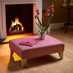 Arden Plain Top Footstool 81 x 61cm (32 x 24") Customers Own Material - Piped Trim - 15.2cm (6") Convex Tapered Leg Oiled Oak