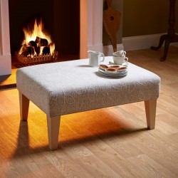 Arden Plain Top Footstool 81 x 61cm (32 x 24") Customers Own Material - Piped Trim - 9ins Tapered Leg Natural