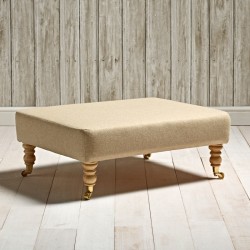 Arden Plain Top Footstool 81 x 61cm (32 x 24") Wool Plain Honey - 17.8cm (7") Castor Leg Natural