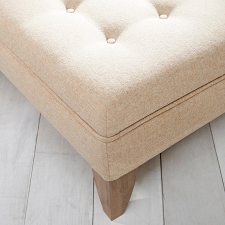 Fernworthy Shallow Buttoned Footstool with Border 81 x 61cm (32 x 24") Wool Plain Honey