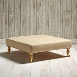 Arden Plain Top Footstool 91 x 91cm (36 x 36") Wool Plain Honey - 17.8cm (7") Castor Leg Oak