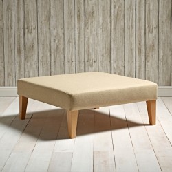 Arden Plain Top Footstool 91 x 91cm (36 x 36") Wool Plain Honey - 9ins Tapered Legs Natural