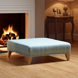 Arden Plain Top Footstool 91 x 91cm (36 x 36") Customers Own Material - Single Piped Trim - 15.2cm (6") Convex Tapered Leg Oiled Oak