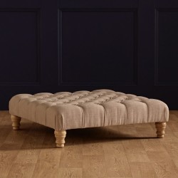 Kinver Deep Buttoned Footstool 91 x 91cm (36 x 36") in Customers Own Material - 5ins Light Turned Leg Kinver Deep Buttoned Footstool 91 x 91cm (36 x 36") in Customers Own Material - 5ins Light Turned Leg