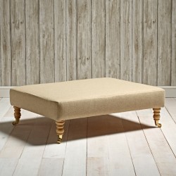 Arden Plain Top Footstool 102 x 76cm (40 x 30") Wool Plain Honey - 7ins Castor Leg Mahogany