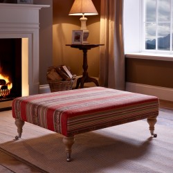 Arden Plain Top Footstool 102 x 76cm (40 x 30") COM Clarke & Clarke Totem Earth - 7.5ins Castor Leg Oak