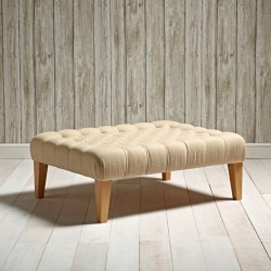 Kinver Deep Buttoned Footstool 102 x 76cm (40 x 30") Wool Plain Honey - 9ins Tapered Leg Natural Kinver Deep Buttoned Footstool 102 x 76cm (40 x 30") Wool Plain Honey - 9ins Tapered Leg Natural