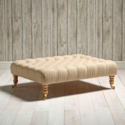 Kinver Deep Buttoned Footstool 102 x 76cm (40 x 30") Wool Plain Honey - 7ins Castor Leg Natural Kinver Deep Buttoned Footstool 102 x 76cm (40 x 30") Wool Plain Honey - 7ins Castor Leg Natural