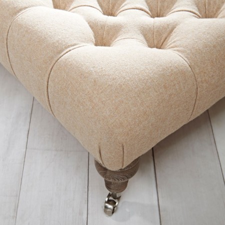 Kinver Deep Buttoned Footstool 102 x 76cm (40 x 30") Wool Plain Honey