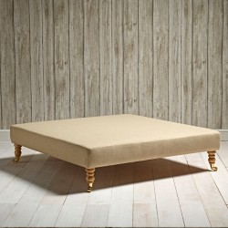 Arden Plain Top Footstool 122 x 122cm (48 x 48") Wool Plain Honey - 7ins Castor Leg Natural