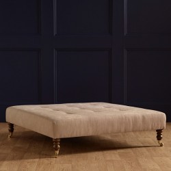Cannock Shallow Buttoned Footstool 122 x 122cm (48 x 48") Customers Own Material - 7ins Oak Castor Legs Cannock Shallow Buttoned Footstool 122 x 122cm (48 x 48") Customers Own Material - 7ins Oak Castor Legs