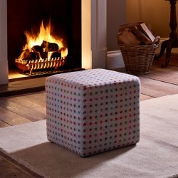 Dalby Cube Footstool 36 x 36cm (14 x 14") Wool Spot Grey