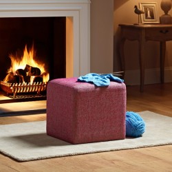 Dalby Cube Footstool 36 x 36cm (14 x 14") Basket Weave Fuchsia