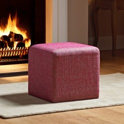 Dalby Cube Footstool 36 x 36cm (14 x 14") Basket Weave Fuchsia