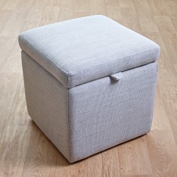 Brechfa Plain Lid Storage Ottoman 48 x 48cm (19 x 19") Basket Weave Light Grey