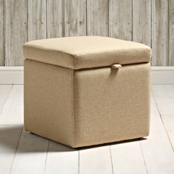 Brechfa Plain Lid Storage Ottoman 48 x 48cm (19 x 19") Wool Plain Honey