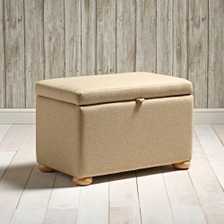 Brechfa Plain Lid Storage Ottoman 79 x 46cm (31 x 18") Wool Plain Honey - 1.5ins Bun Foot Natural