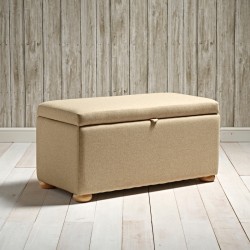 Brechfa Plain Lid Storage Ottoman 102 x 48cm (40 x 19") Wool Plain Honey - 1.5ins Bun Foot Natural