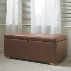 Brechfa Plain Lid Storage Ottoman 119 x 53cm (47 x 21") Antique Matt Leather Honey - 1ins Square Feet Natural Brechfa Plain Lid Storage Ottoman 119 x 53cm (47 x 21") Antique Matt Leather Honey - 1ins Square Feet Natural