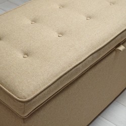 Sherwood Shallow Buttoned & Piped Lid Ottoman 119 x 53cm (47 x 21") Wool Plain Honey