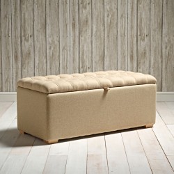 Dean Deep Buttoned Lid Storage Ottoman 119 x 53cm (47 x 21") Wool Plain Honey - 1ins Square Foot Natural
