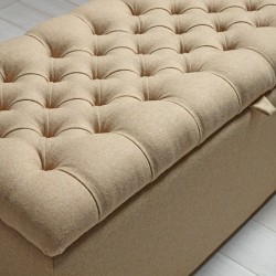 Dean Deep Buttoned Lid Storage Ottoman 119 x 53cm (47 x 21") Wool Plain Honey