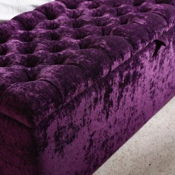 Dean Deep Buttoned Lid Storage Ottoman 152 x 53cm (60 x 21") Crushed Velvet Aubergine Dean Deep Buttoned Lid Storage Ottoman 152 x 53cm (60 x 21") Crushed Velvet Aubergine