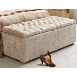 Dean Deep Buttoned Lid Storage Ottoman 152 x 53cm (60 x 21") Crushed Velvet Beige - 1ins Square Foot Natural Dean Deep Buttoned Lid Storage Ottoman 152 x 53cm (60 x 21") Crushed Velvet Beige - 1ins Square Foot Natural