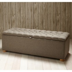 Dean Deep Buttoned Lid Storage Ottoman 152 x 53cm (60 x 21") Wool Plain Mushroom - 1.5ins Light Bun Feet Dean Deep Buttoned Lid Storage Ottoman 152 x 53cm (60 x 21") Wool Plain Mushroom - 1.5ins Light Bun Feet