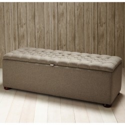 Dean Deep Buttoned Lid Storage Ottoman 152 x 53cm (60 x 21") Wool Plain Mushroom - 1.5ins Dark Bun Feet Dean Deep Buttoned Lid Storage Ottoman 152 x 53cm (60 x 21") Wool Plain Mushroom - 1.5ins Dark Bun Feet