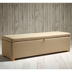Brechfa Plain Lid Storage Ottoman 183 x 53cm (72 x 21") Wool Plain Honey - 1.5ins Light Bun Legs