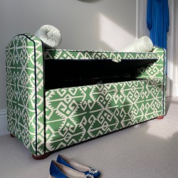 Caldey Plain Lid Curved Arm Storage Ottoman 144 x 56cm (56.5 x 22") COM Haines Collection - Contrast Piped COM - Dark Bun Feet 226056