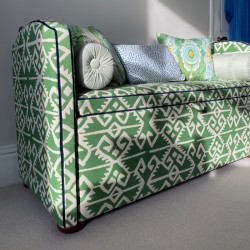 Caldey Plain Lid Curved Arm Storage Ottoman 144 x 56cm (56.5 x 22") COM Haines Collection - Contrast Piped COM - Dark Bun Feet 226056