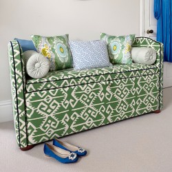 Caldey Plain Lid Curved Arm Storage Ottoman 144 x 56cm (56.5 x 22") COM Haines Collection - Contrast Piped COM - Dark Bun Feet 226056