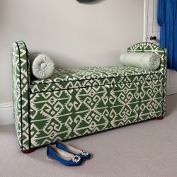 Caldey Plain Lid Curved Arm Storage Ottoman 144 x 56cm (56.5 x 22") COM Haines Collection - Contrast Piped COM - Dark Bun Feet 226056