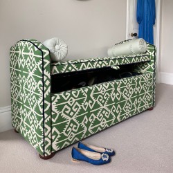 Caldey Plain Lid Curved Arm Storage Ottoman 144 x 56cm (56.5 x 22") COM Haines Collection - Contrast Piped COM - Dark Bun Feet 226056