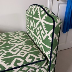 Caldey Plain Lid Curved Arm Storage Ottoman 144 x 56cm (56.5 x 22") COM Haines Collection - Contrast Piped COM - Dark Bun Feet 226056