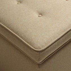 Bedgebury Shallow Buttoned & Piped Lid Medium Depth Storage Footstool 91 x 91cm (36 x 36") Wool Plain Honey