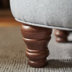 Epping Deep Buttoned & Piped Lid Medium Depth Round Storage Footstool 76cm (30") with 12.7cm (5") Turned Leg Oak