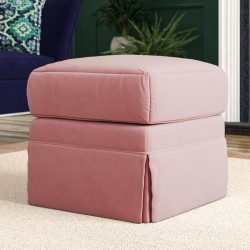 Kielder Valanced Footstool 51 x 51cm (20 x 20") in Flat Velvet Blush