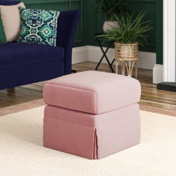 Kielder Valanced Footstool 51 x 51cm (20 x 20") in Flat Velvet Blush