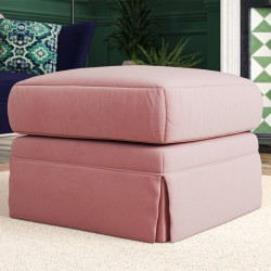 Kielder Valanced Footstool 69 x 69cm (27 x 27") in Flat Velvet Blush