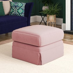 Kielder Valanced Footstool 69 x 69cm (27 x 27") in Flat Velvet Blush